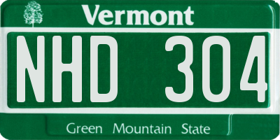 VT license plate NHD304