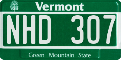 VT license plate NHD307