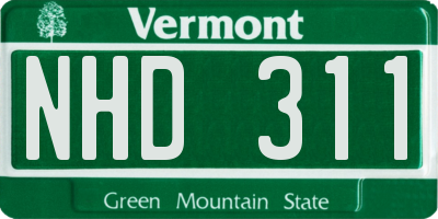 VT license plate NHD311