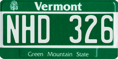 VT license plate NHD326