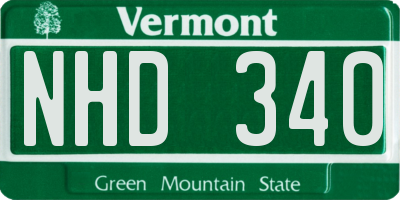 VT license plate NHD340