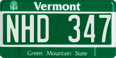 VT license plate NHD347