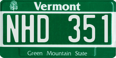 VT license plate NHD351