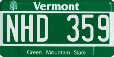 VT license plate NHD359