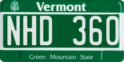 VT license plate NHD360