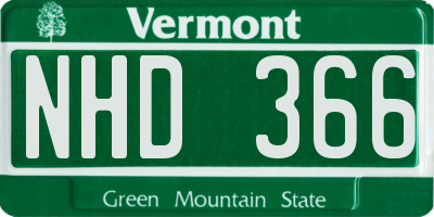 VT license plate NHD366
