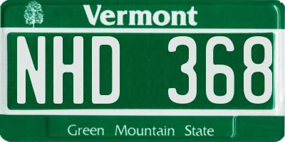 VT license plate NHD368