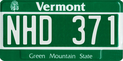 VT license plate NHD371