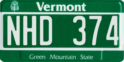 VT license plate NHD374