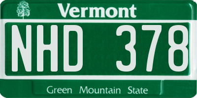 VT license plate NHD378