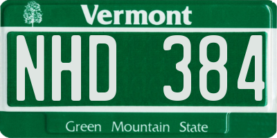 VT license plate NHD384