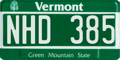VT license plate NHD385