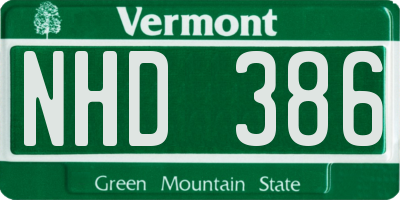 VT license plate NHD386