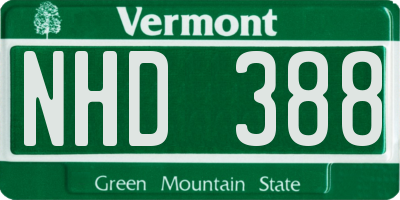 VT license plate NHD388