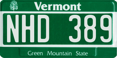VT license plate NHD389