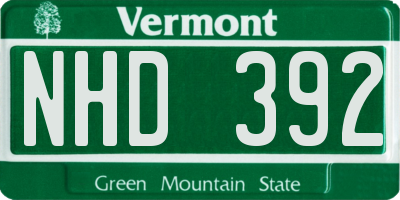 VT license plate NHD392