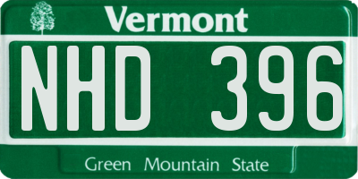 VT license plate NHD396