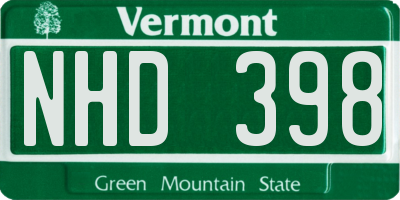 VT license plate NHD398