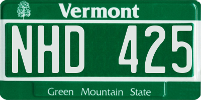 VT license plate NHD425
