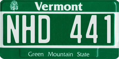 VT license plate NHD441