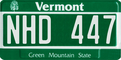 VT license plate NHD447