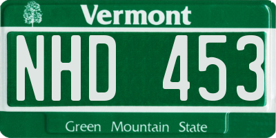 VT license plate NHD453