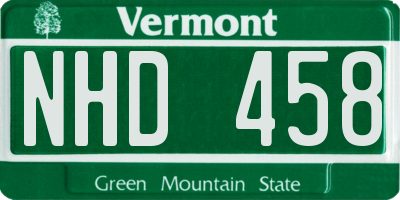 VT license plate NHD458