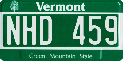 VT license plate NHD459
