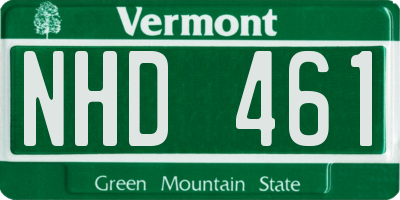 VT license plate NHD461