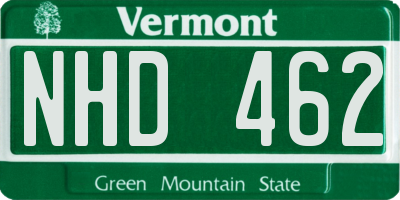 VT license plate NHD462