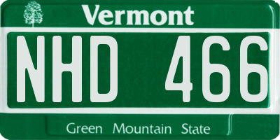 VT license plate NHD466