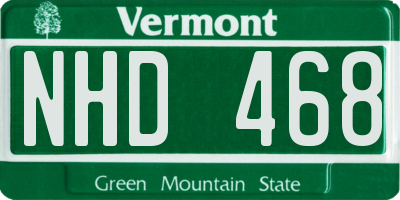VT license plate NHD468