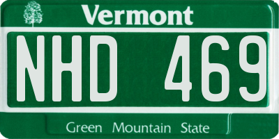 VT license plate NHD469