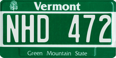 VT license plate NHD472