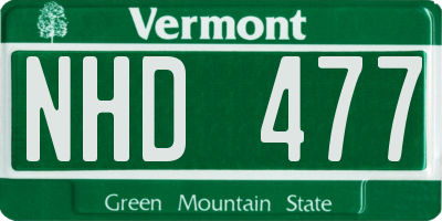 VT license plate NHD477