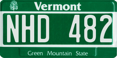 VT license plate NHD482