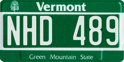 VT license plate NHD489