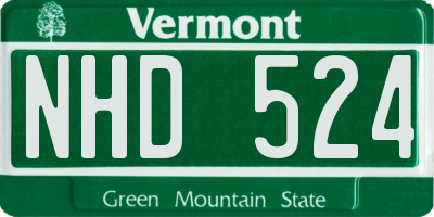 VT license plate NHD524