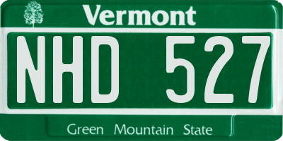VT license plate NHD527