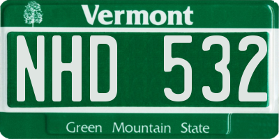 VT license plate NHD532