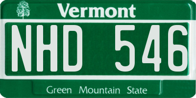 VT license plate NHD546