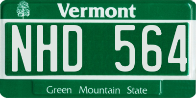 VT license plate NHD564