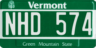 VT license plate NHD574
