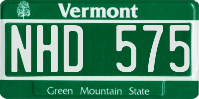 VT license plate NHD575