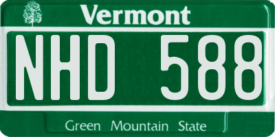 VT license plate NHD588