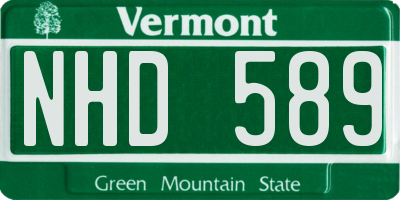 VT license plate NHD589