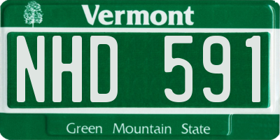 VT license plate NHD591