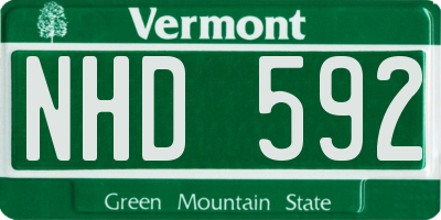VT license plate NHD592