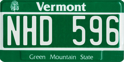 VT license plate NHD596