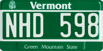 VT license plate NHD598
